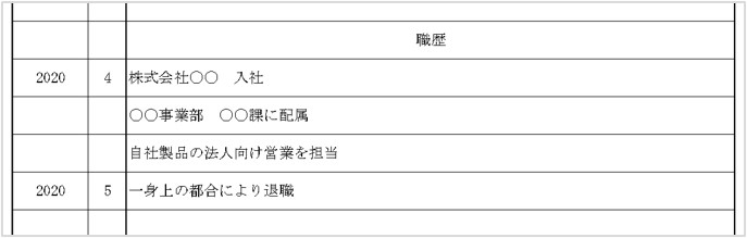 職歴の記入例
