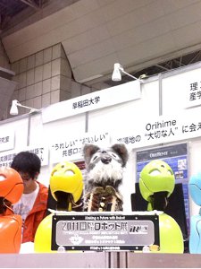 早稲田大学として参加した国際ロボット展での1コマ。